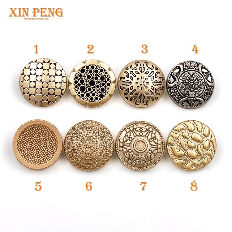 Wholesale Button 28L 32L  Round Matt Gold Silver Embossed Sewing Shank Metal Button For Clothes