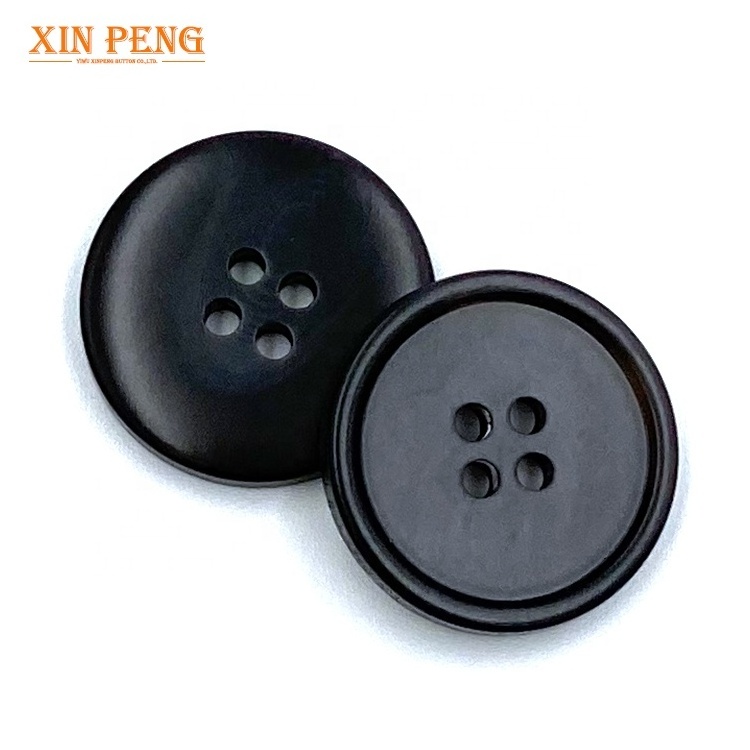 Custom made button polyester resin 4 holes horn pattern sewing button for clothes