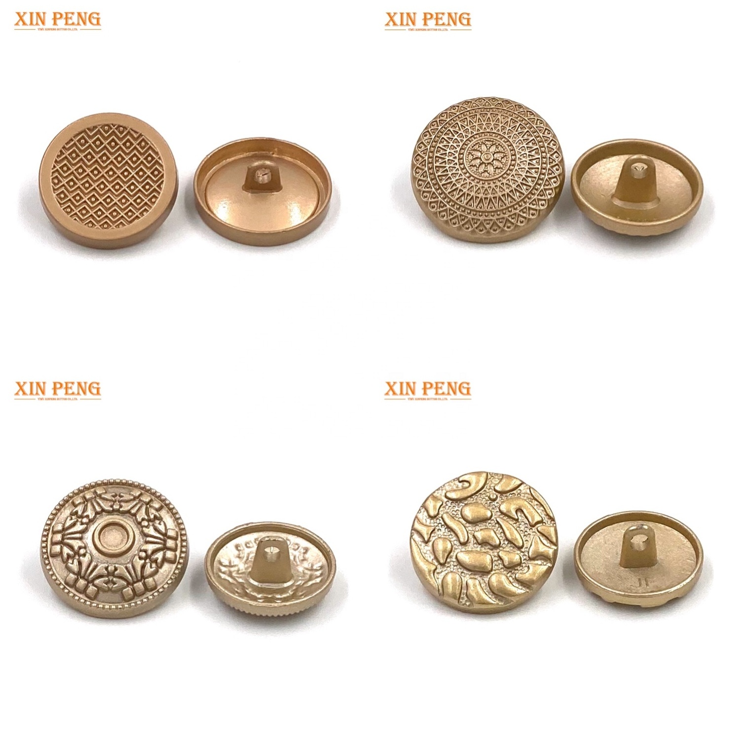 Wholesale Button 28L 32L  Round Matt Gold Silver Embossed Sewing Shank Metal Button For Clothes