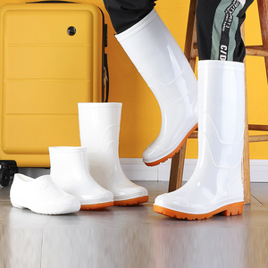 White Non Slip Oxford Bottom Gumboots High Top Rubber Shoes Acid And Alkali Resistant Food Rain Boots