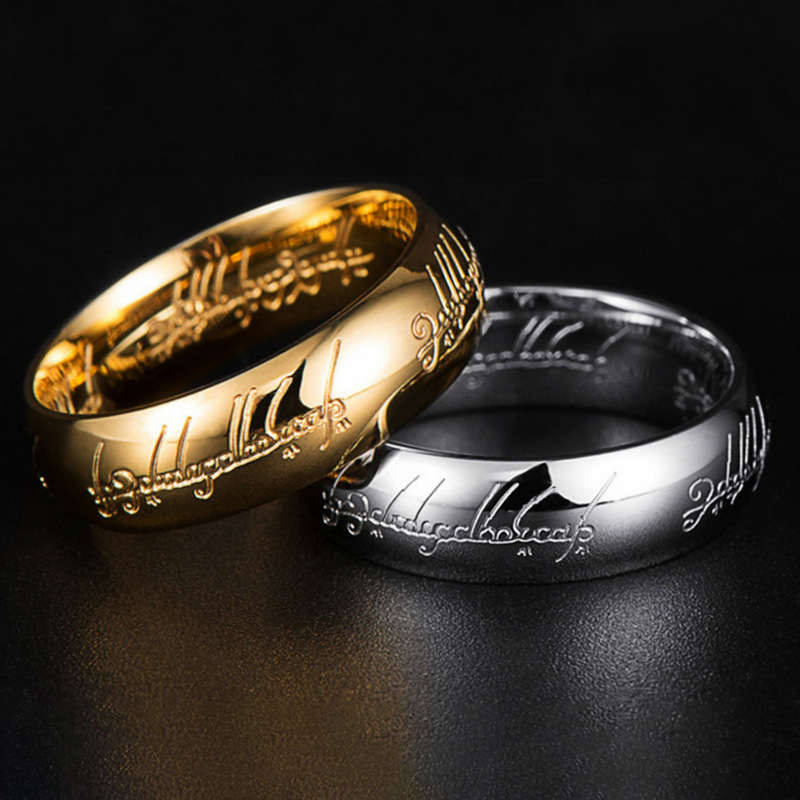 High-Polished Lord Rings for Men Comfort Fit Engraved Stainless Steel Wedding Band High Magic Power for Engagement