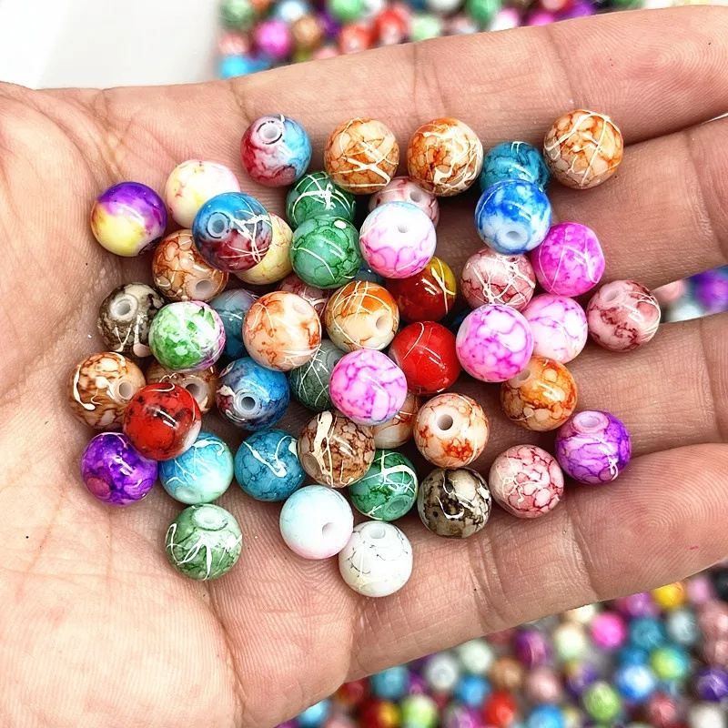 New 6/8/10mm Round Glass Beads Loose Spacer Beads for Jewelry Making DIY Bracelet Necklace Accessories