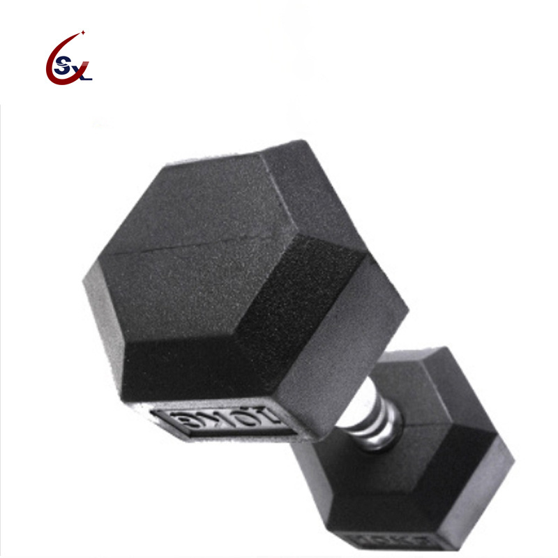 Customizable 2.5-50 kg hexagonal dumbbell set with bracket, high-quality rubber coated hex dumbbells