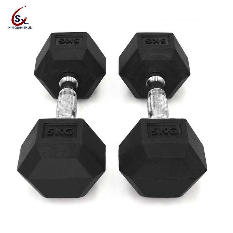 Customizable 2.5-50 kg hexagonal dumbbell set with bracket, high-quality rubber coated hex dumbbells