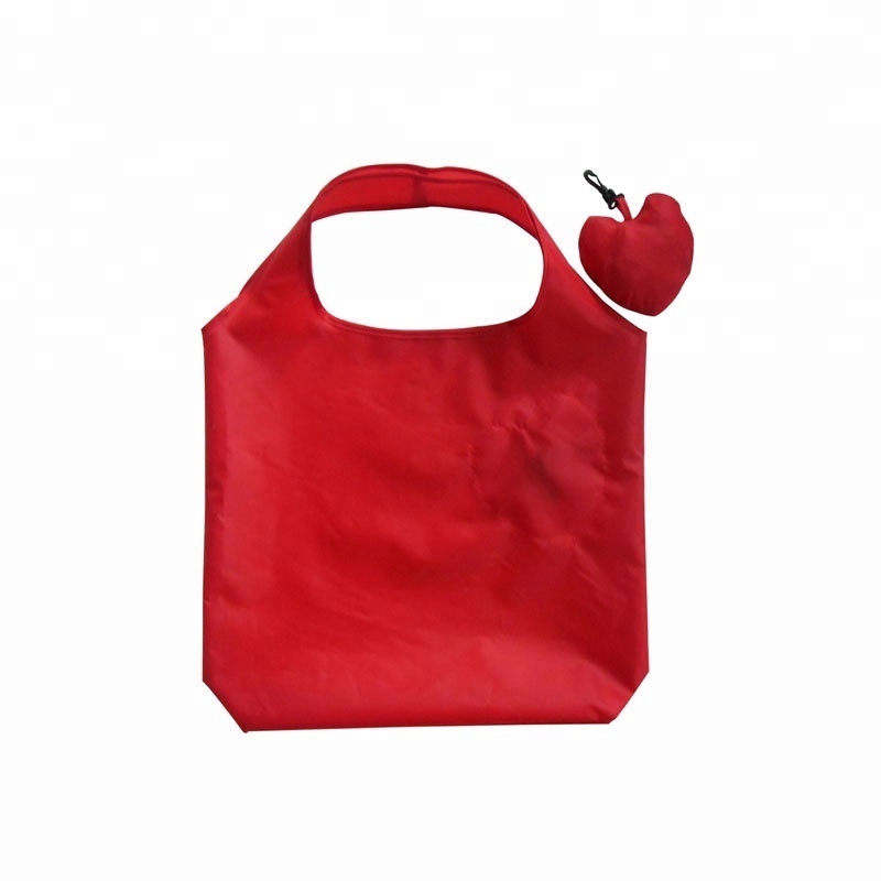 heart pouch folding shopping nylon polyester bags tote