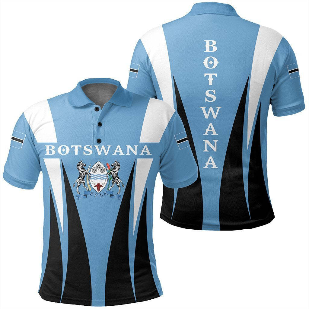 Botswana African Zebra Print Heraldic Polo Shirt Tropical Men's Cool Stand-up Collar Shirt Full Plate Print Sublimation Shirt