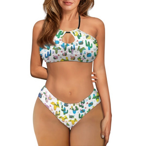 Unique Cactus Customise Designed Bikini Wholesale Comfortable Breathable Bikini Sets Summer Casual Polyester Spandex Swimsuit