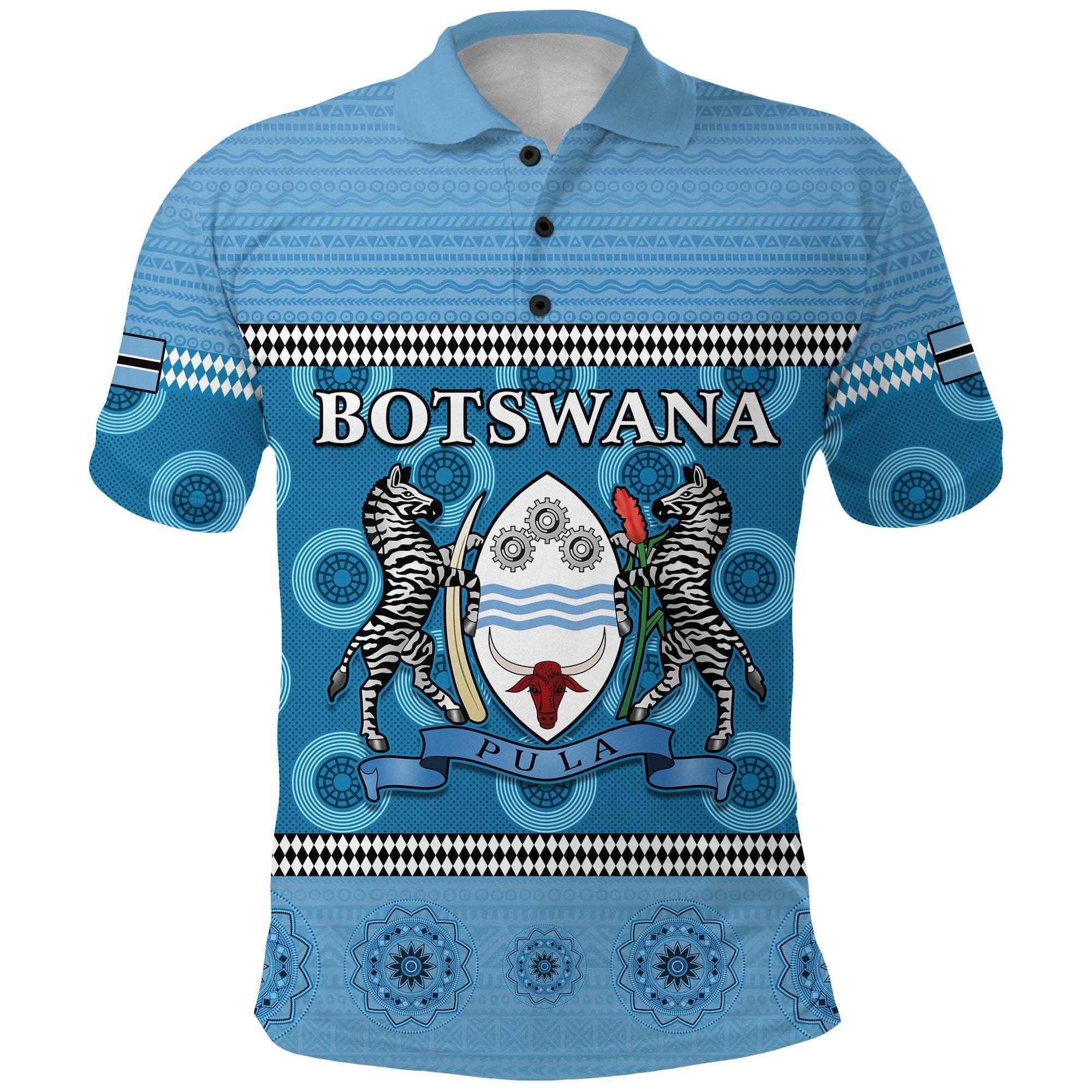 Botswana African Zebra Print Heraldic Polo Shirt Tropical Men's Cool Stand-up Collar Shirt Full Plate Print Sublimation Shirt