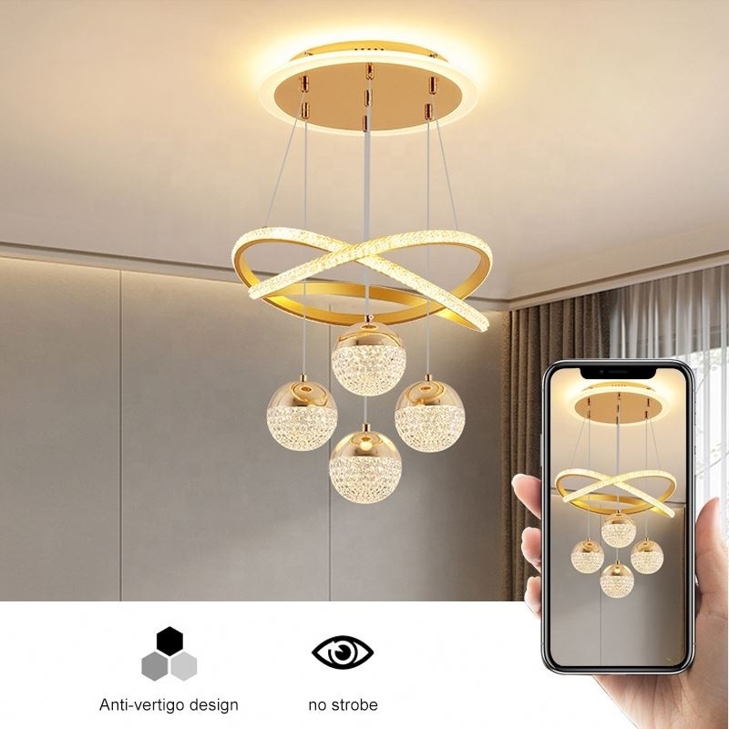 High Hanging Ceiling Crystal Acrylic Chandelier Room Luxury Decorative Lighting Pendant Lights