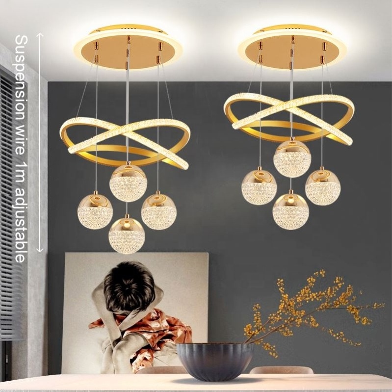 High Hanging Ceiling Crystal Acrylic Chandelier Room Luxury Decorative Lighting Pendant Lights