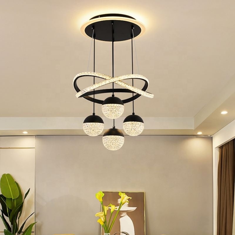 High Hanging Ceiling Crystal Acrylic Chandelier Room Luxury Decorative Lighting Pendant Lights