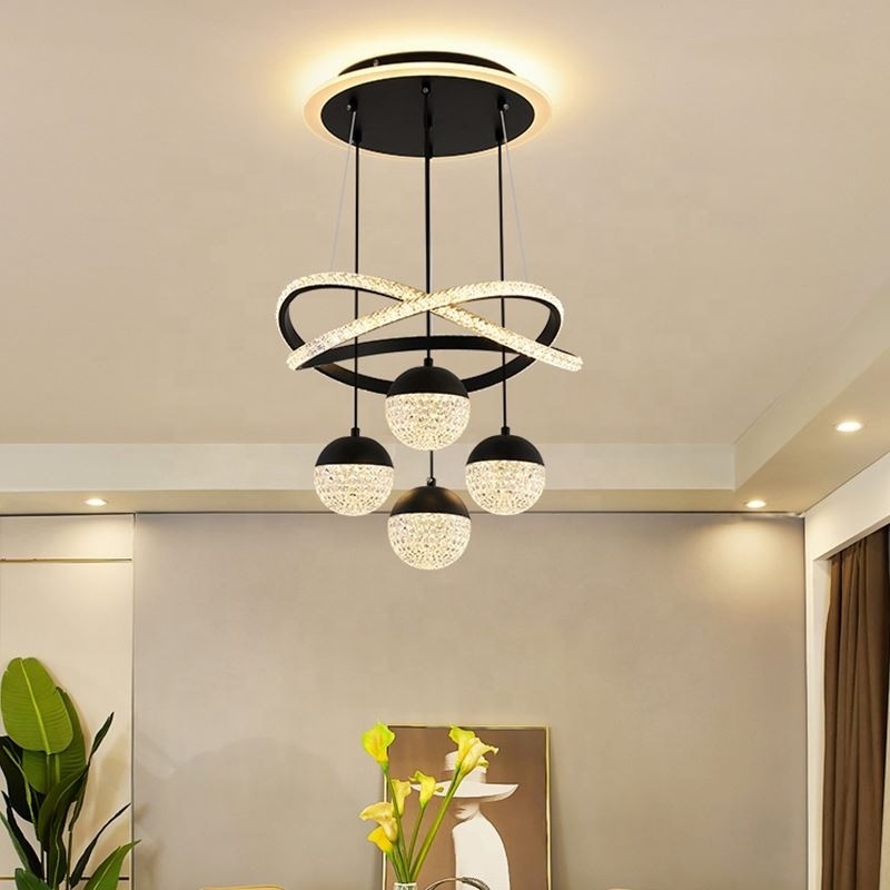 Luxury Interior Hanging Ceiling Fancy Suspend Lamp Ceil Lighting Fixtures Modern Crystal Led Chandelier Pendant Light