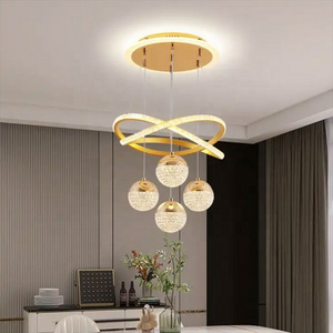 Modern Nordic Custom Hotel Stairs Home Decor Bedroom Chandelier Gold Acrylic Crystal Led Pendant Lights