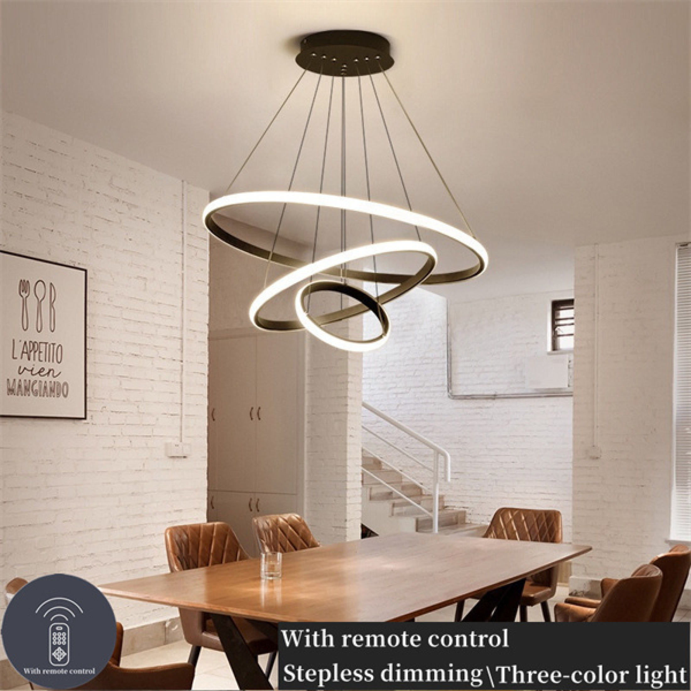 Modern Led Ring Ceiling Black Attic Living Room Dining Room Indoor Ring Chandelier