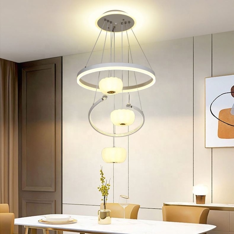 Simple Modern Nordic Lighting Metal Pendant Chandelier Acrylic Pendant Light Led Hanging Lamp Bedroom Chandelier