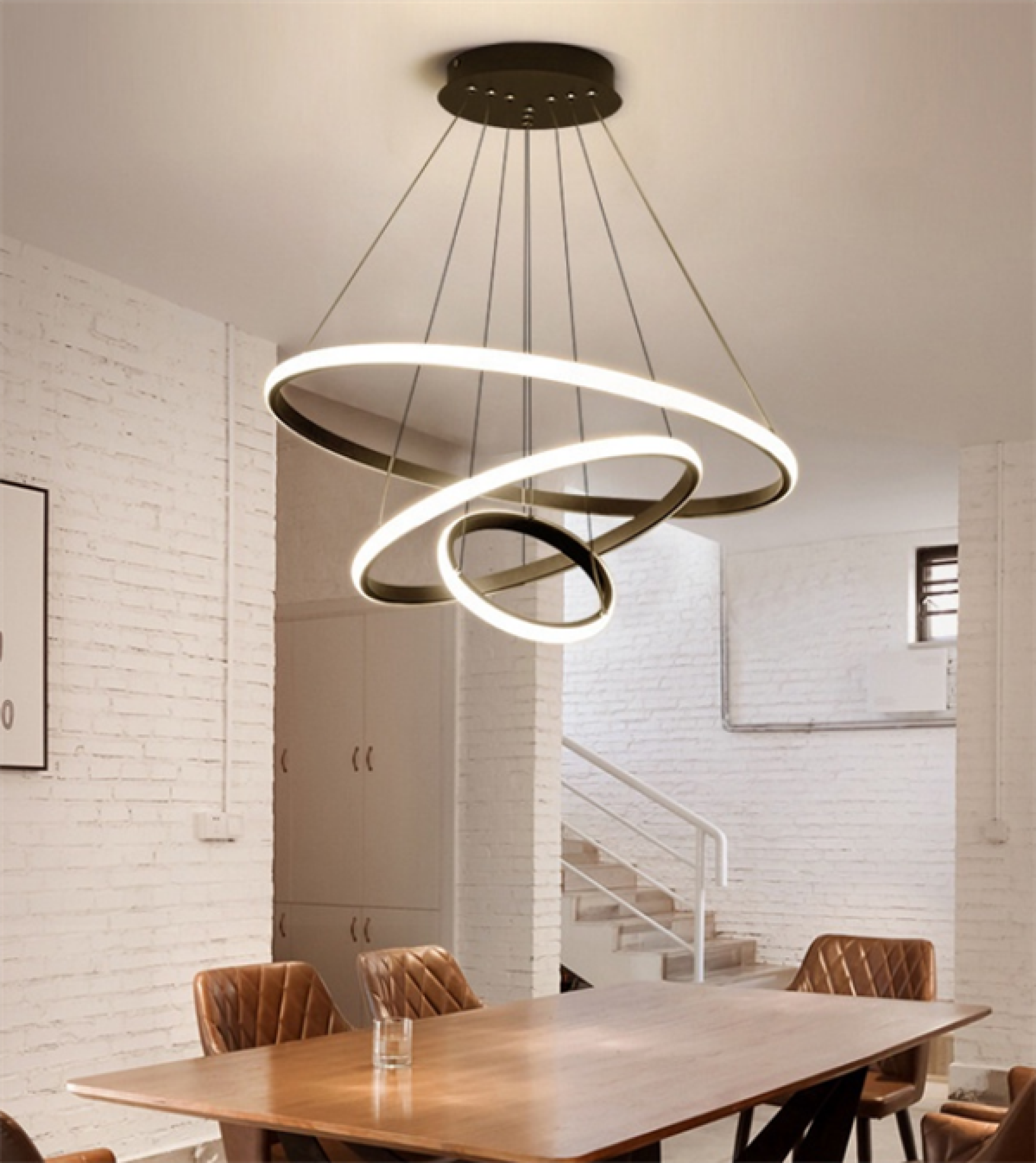 Modern Led Ring Ceiling Black Attic Living Room Dining Room Indoor Ring Chandelier