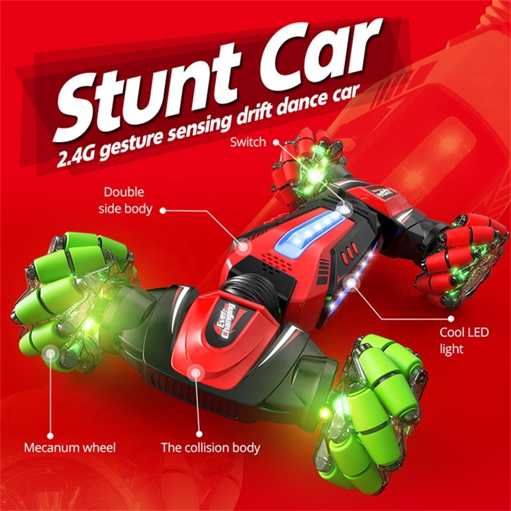 Wholesale Kids 2.4G RC Big 4 Wheel Vehicle Toy Gesture Sensing Remote Control Drift Dancing Stunt Car With Music