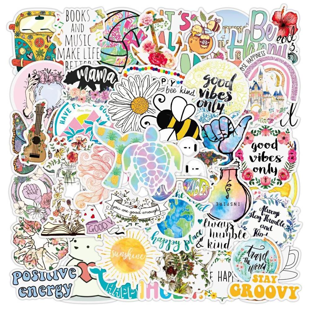 50PCS Animals and Plants Stickers Suitcase Notebook Scrapbooking Home Wall Decor Graffiti Cartoon Stickers Labels Stickers