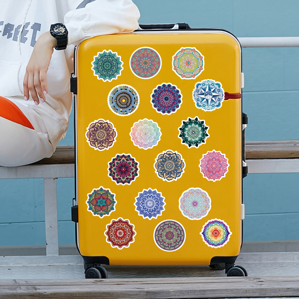 Waterproof mandala stickers flash sticker laptop luggage water bottle sticker