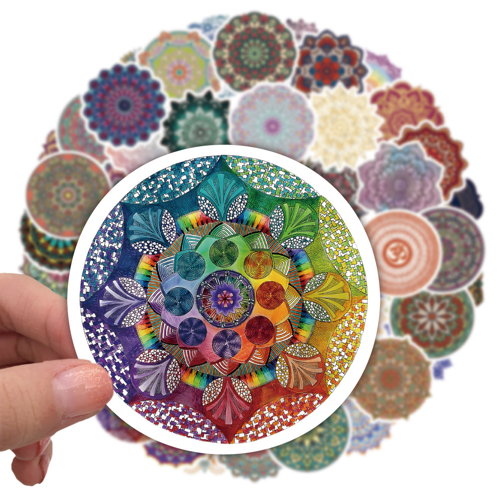 Waterproof mandala stickers flash sticker laptop luggage water bottle sticker