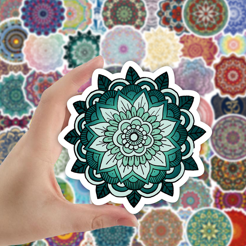 50 PCS Mandala flower Stickers PVC Decal for girl DIY Scrapbook Laptop Guitar Sticker Mandala