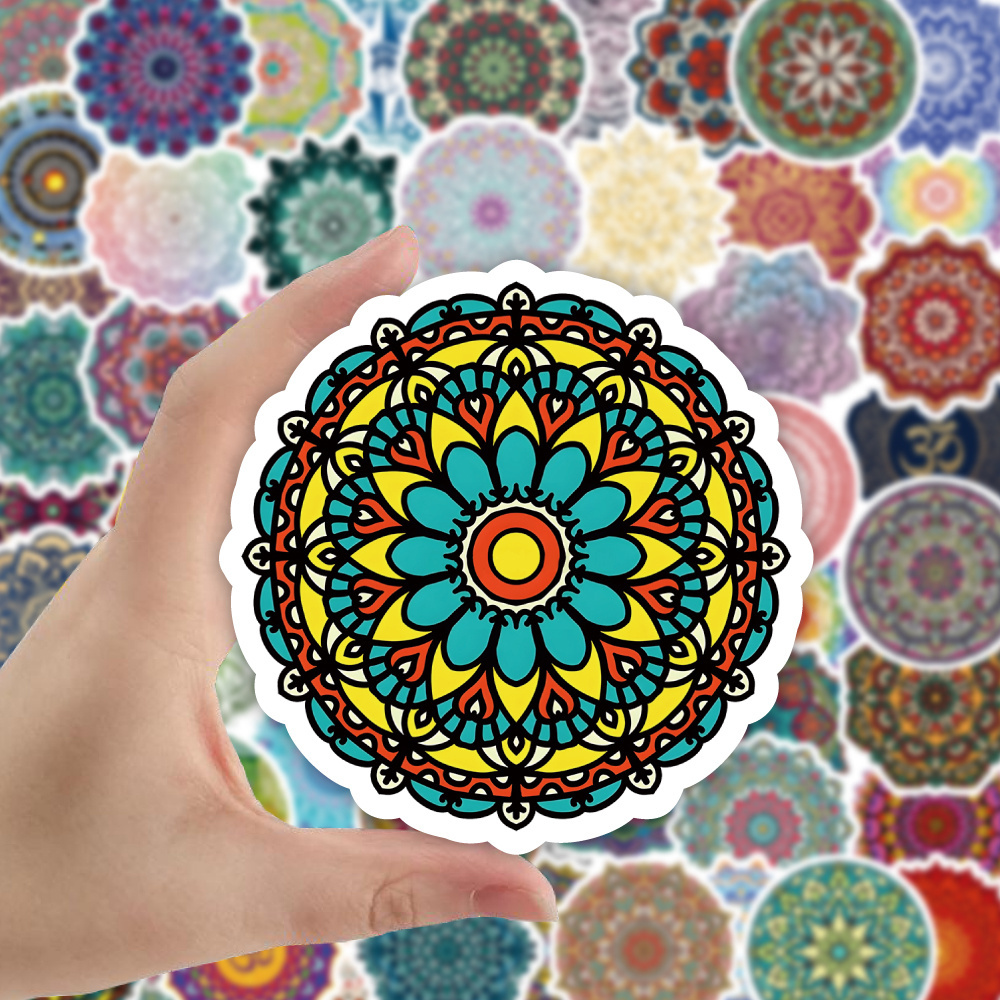 50 PCS Mandala flower Stickers PVC Decal for girl DIY Scrapbook Laptop Guitar Sticker Mandala