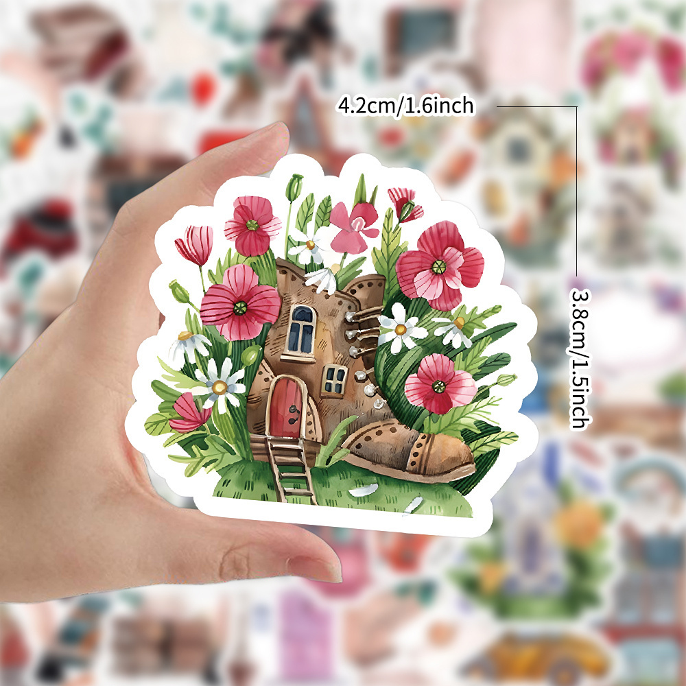 Cute basket Floral Stickers Set DIY Flowers Plants stationery stickers gift craft flower stickers