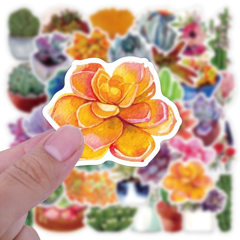 50pcs Cute Succulent plants Styles stickers waterproof mobile water bottle sticker luggage laptop fashion flower sticker