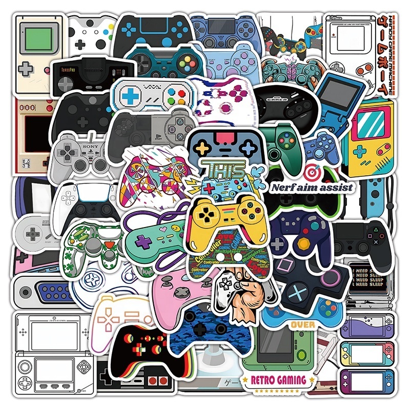 50pcs joystick graffiti stickers luggage helmet computer water bottle children sticker custom cartoon GamePad sticker waterproof