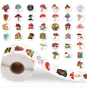 200pcs/roll Cartoon Mushroom Roll Stickers Waterproof PVC Laptop Phone Wall Graffiti Roll Sticker of gifts Decor