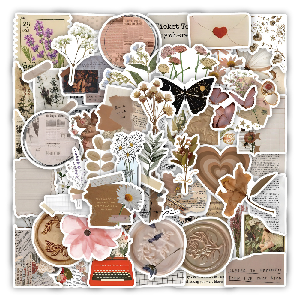 Custom Butterfly & flower Sticker pack Decals for Scrapbook DIY Album Bullet Vintage Journal Stickers