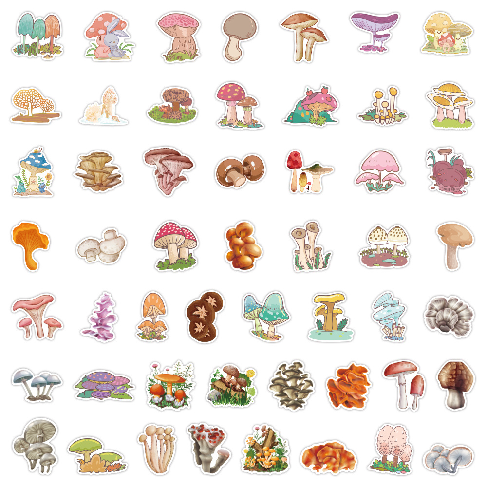 Custom 100Pcs Kawaii Mushroom Plant Graffiti Decor Stickers For Girl Student Notebook Skateboard Luggage Laptop DIY Stickers