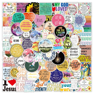 100pcs Religious Christian Easter Gifts Stuff Merchandise Stickers Water Bottles PVC Luggage Bible Jesus Christian Stickers pack