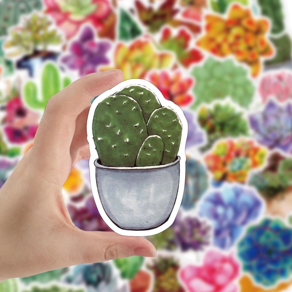 50pcs Cute Succulent plants Styles stickers waterproof mobile water bottle sticker luggage laptop fashion flower sticker