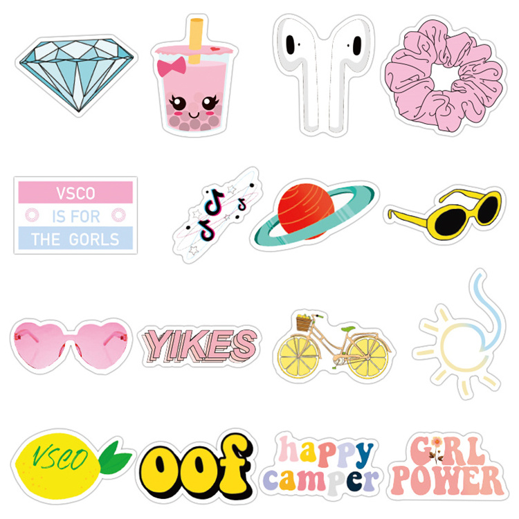 50 pcs/bag Planet VSCO Cartoon Animal Stickers Adhesive Waterproof DIY Vinyl Decoration Diary Stationery Summer Stickers