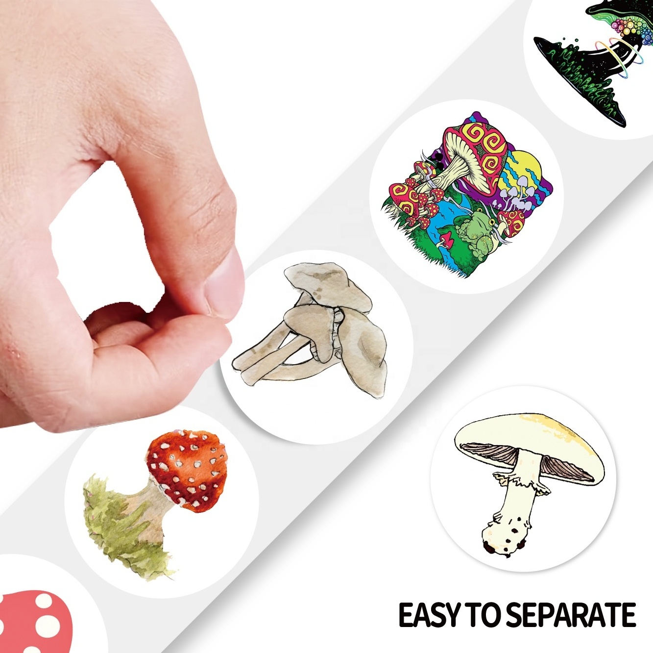 200pcs/roll Cartoon Mushroom Roll Stickers Waterproof PVC Laptop Phone Wall Graffiti Roll Sticker of gifts Decor