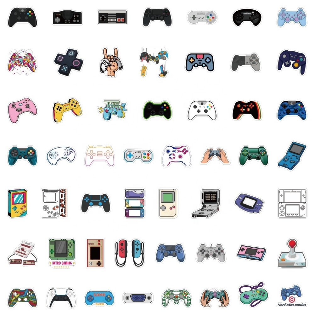 50pcs joystick graffiti stickers luggage helmet computer water bottle children sticker custom cartoon GamePad sticker waterproof