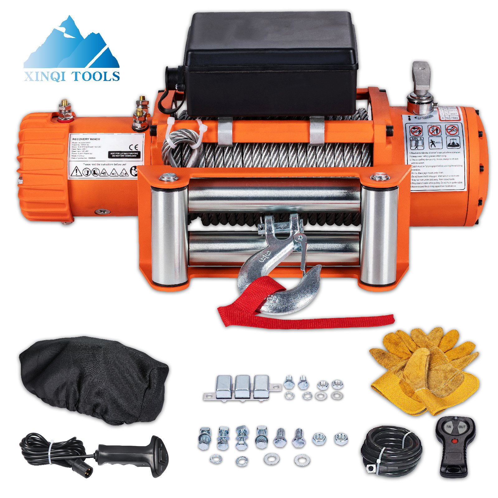 XINQI 12V  Electric winch 13500LB with steel cable 4*4  recovery winch for off-road