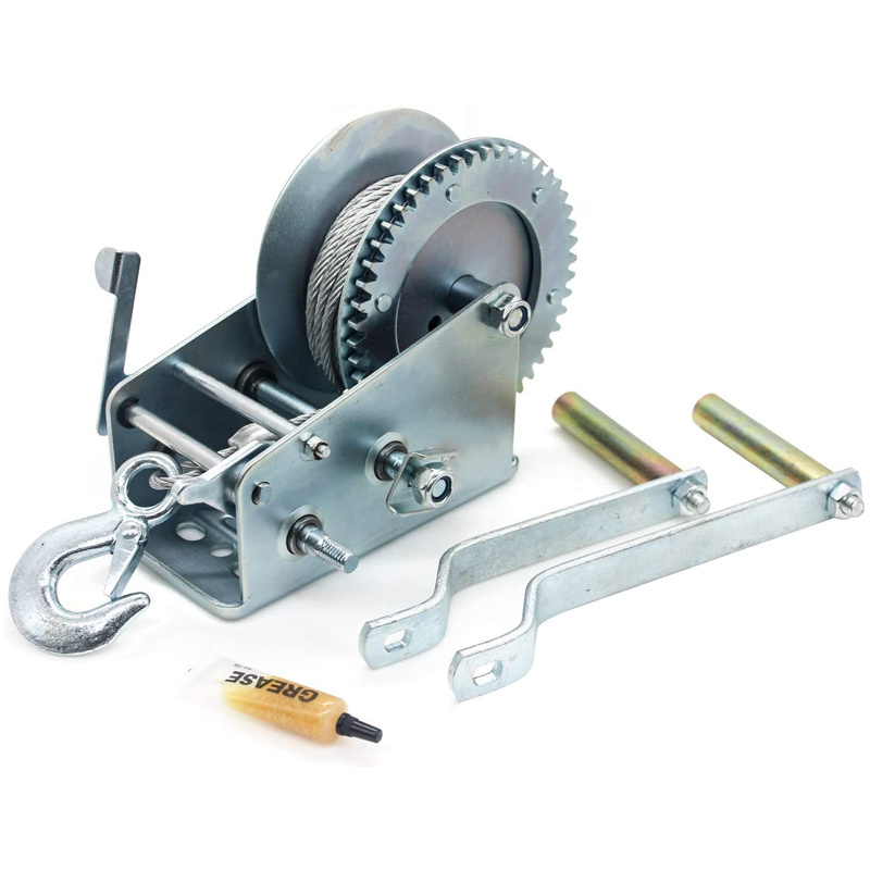 XINQI Manual Operation 3500 lb Hand Gear Winch with 25 FT Cable Steel Wire Rope for Pulling Boats Trailers and Trucks