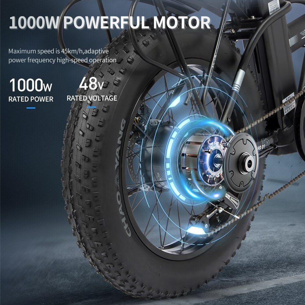 Free Shipping 1000w 48v 14ah 45km/h 20 Inch Fat Tire  Folding Electric Bike for Adults Electric Bicycle Electric Mountain Ebike