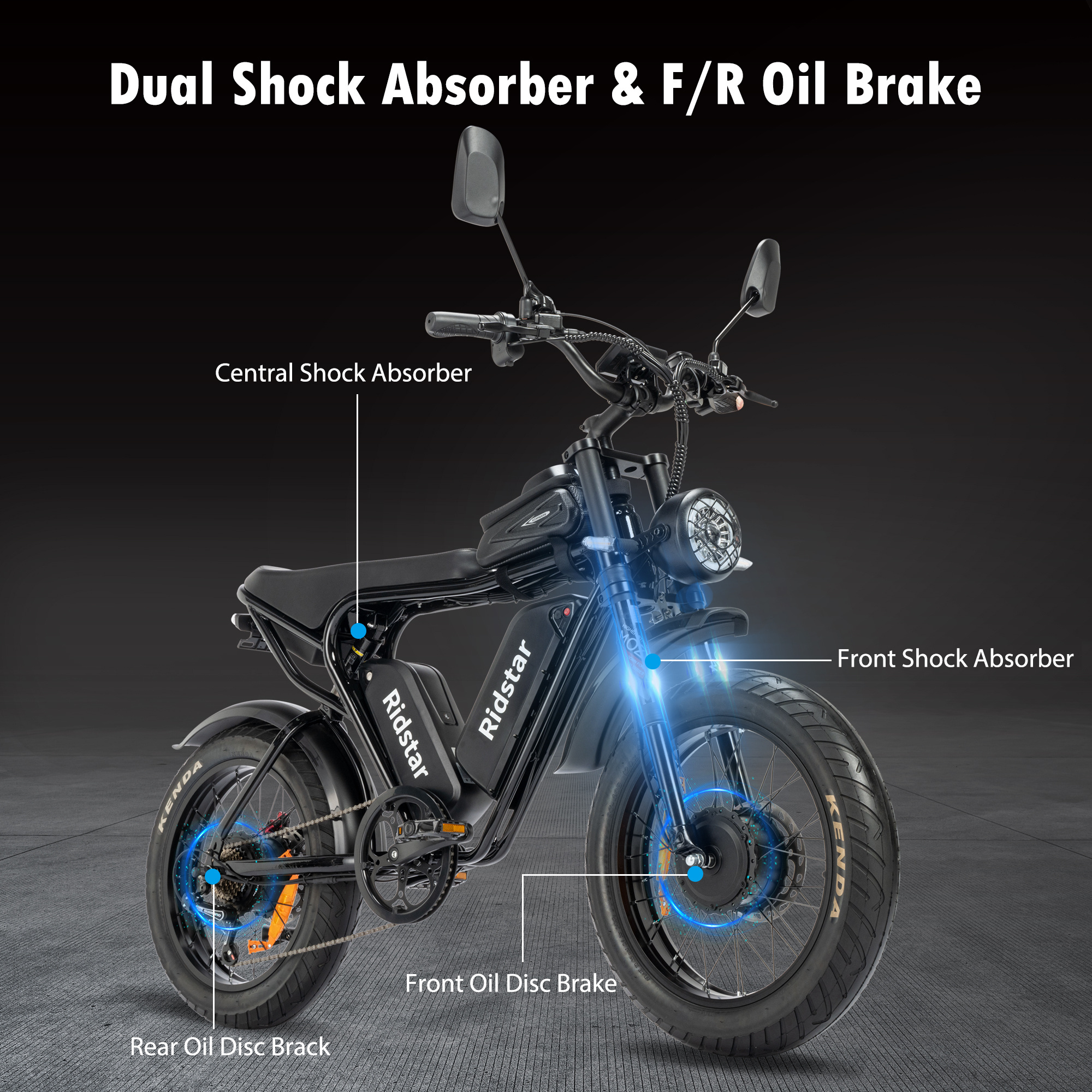 Dual Motor 2000w Dual Battery 40ah High Speed 60km/h 20*4.0 Electric Bike Electric Motorcycle Electric Mountain Bicycle Ebike