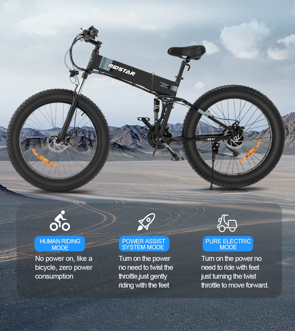 2023 26'' 48V 1000W  Fat Tire Electric Bike / Rear Hydraulic Suspension Electric Mountain Ebike / Fat Bike Electric / Bicycle