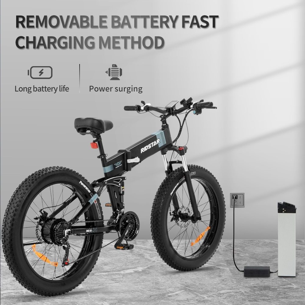 2023 26'' 48V 1000W  Fat Tire Electric Bike / Rear Hydraulic Suspension Electric Mountain Ebike / Fat Bike Electric / Bicycle