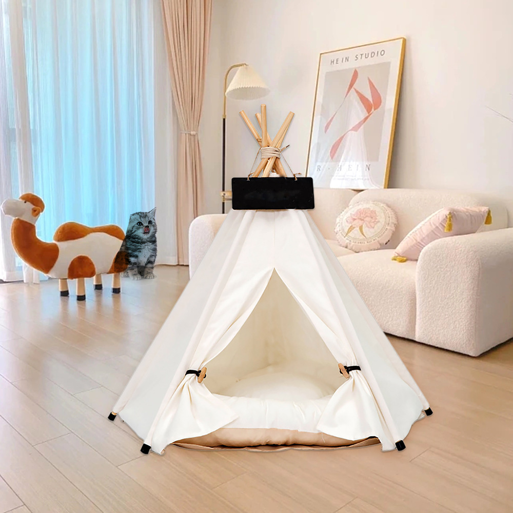 Hot Sale White Color Pet Tent  Dog Playing House Cat Camping Tent Cotton Canvac Washable Dog Tent For Game