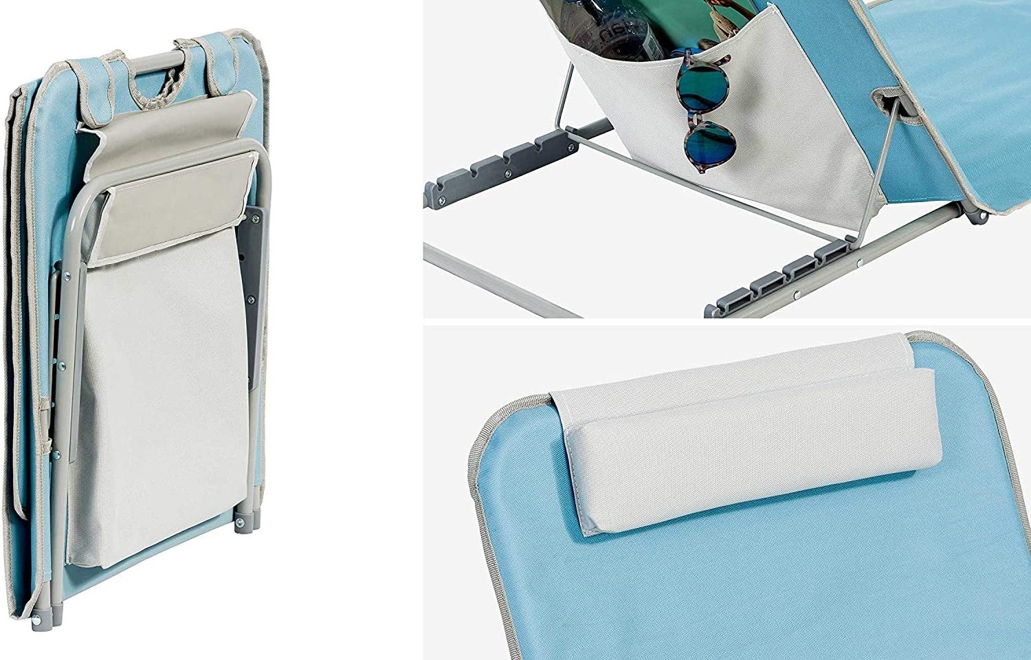 ㅤ Folding Lounging Beach Chair Beach Mat With Backrest And Storage Bag For Adults