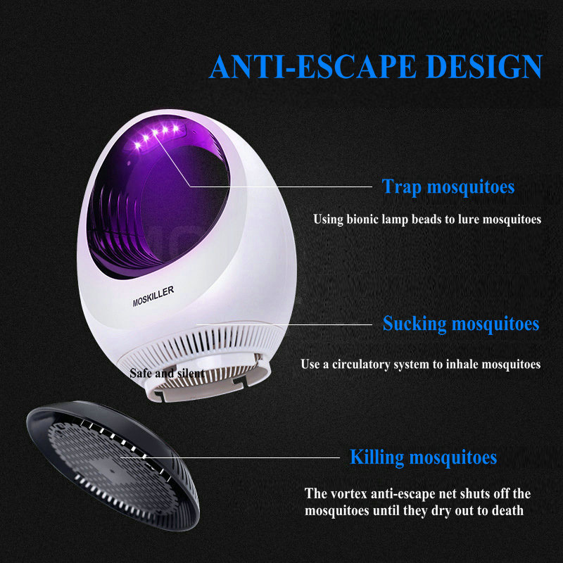 Mosquito Killer Lamp Full Coverage Effective Low Noise Fly Killer Electric Bug Zapper Fly Trap Insecticidal Lamp