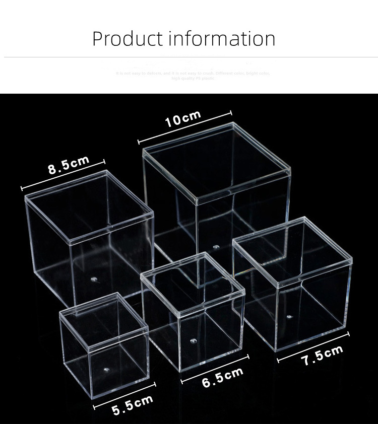 Clear Acrylic Plastic Square Cube Small Box With Lid Storage Boxes Organizer Acrylic Box For Sneakers