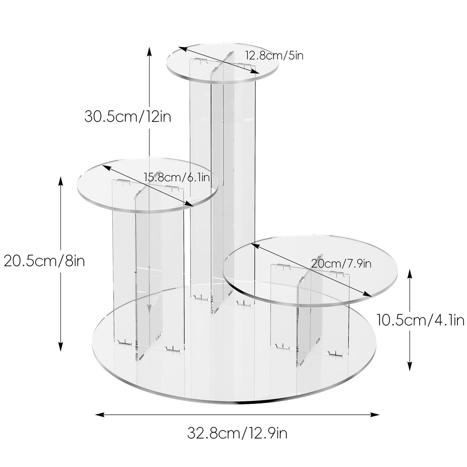 Custom OEM/ODM Acrylic Round Display Stand Cake Stand Holder, Clear Acrylic Cake Stand for Bakery, Birthday, Wedding, Party