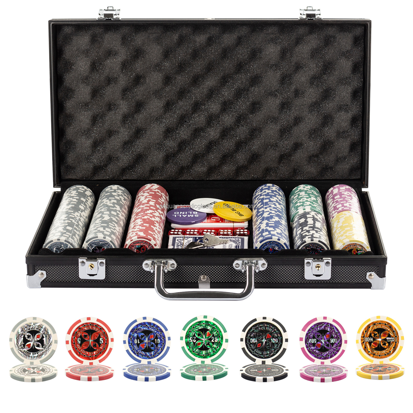 Poker Set Chips 300 500 Aluminum Box 11 Grams Clay Poker Chip Set For Texas Hold'em Blackjack Gambling