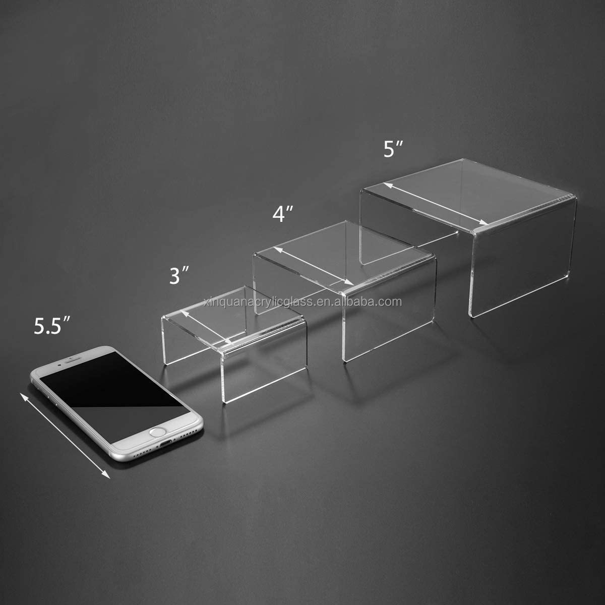 3 Tier High Transparent  Acrylic Riser Stand U Shape Display Stand For Gifts, Shoes, Bags